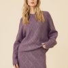 One Grey Day Amelia Knit Pullover - Aubergine | Pullovers