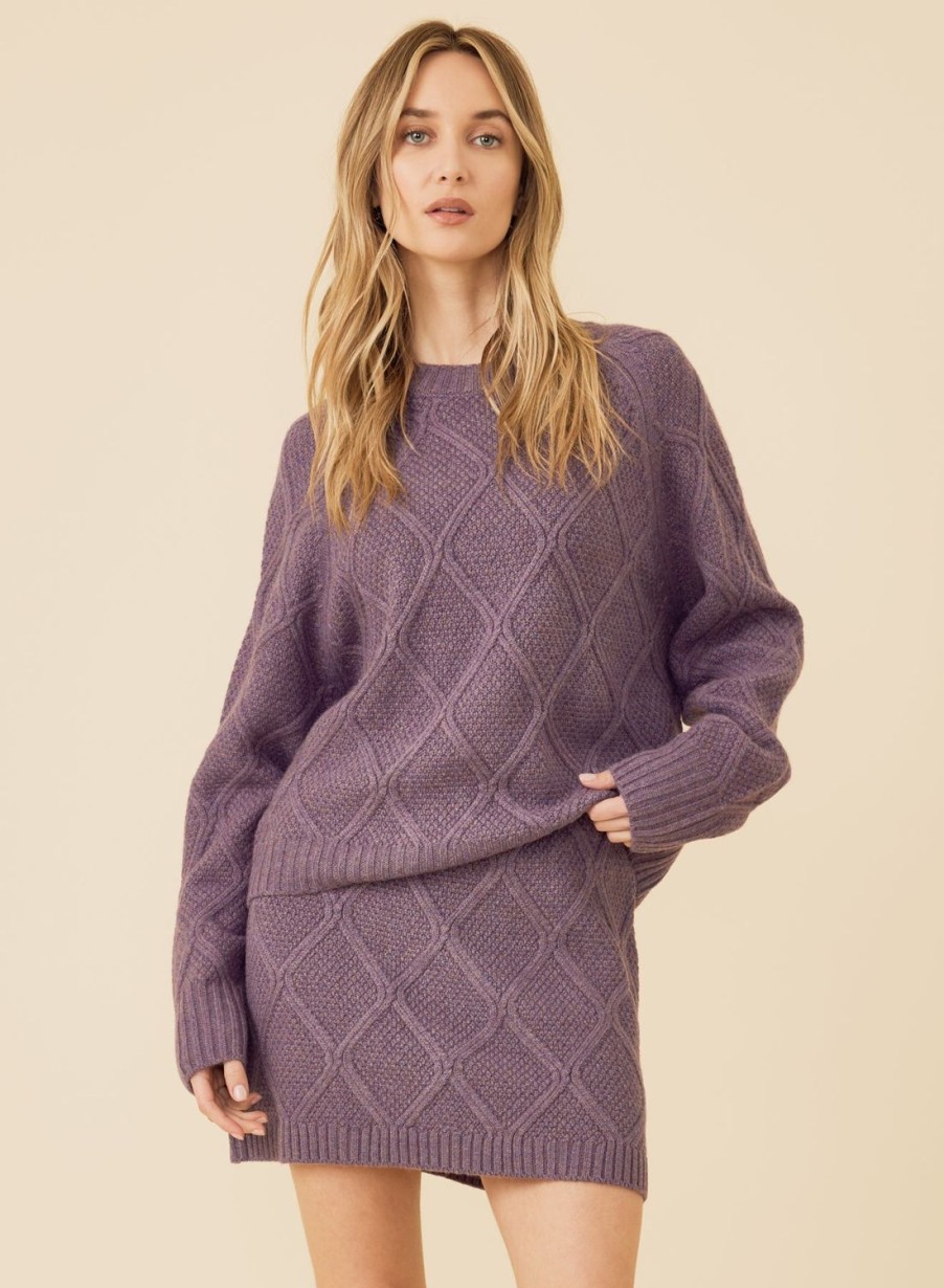 One Grey Day Amelia Knit Pullover - Aubergine | Pullovers