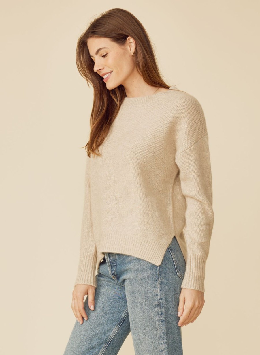 One Grey Day Lyle Cashmere Pullover - Oatmeal | Pullovers