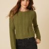 One Grey Day Blakely Cashmere Cable Pullover - Fern | Pullovers