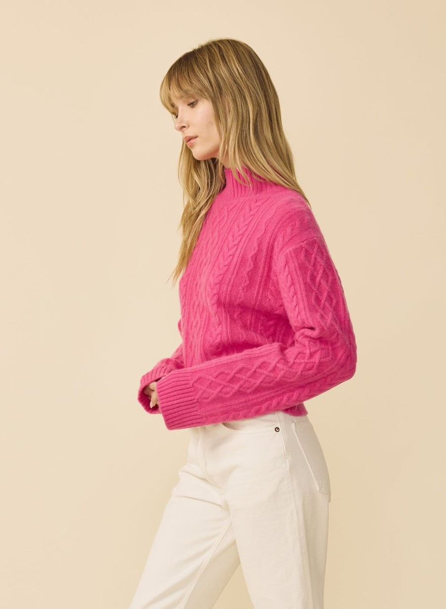 One Grey Day Tokyo Cashmere Pullover - Bright Rose | Pullovers