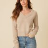 One Grey Day Blakely Marled Cashmere Vneck - Sand | Pullovers