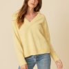 One Grey Day Marin Cashmere Vneck - Daffodil | Pullovers