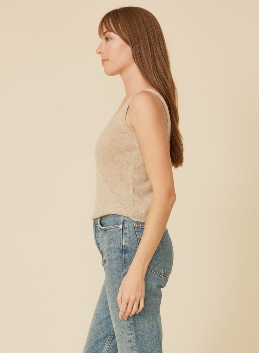 One Grey Day Talia Cashmere Tank - Oatmeal | Tanks/Tops/Tees