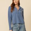 One Grey Day Willow Cashmere Quarter Zip - Cerulean | Pullovers