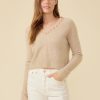 One Grey Day Blakely Cashmere Trim Vneck - Oatmeal Combo | Pullovers