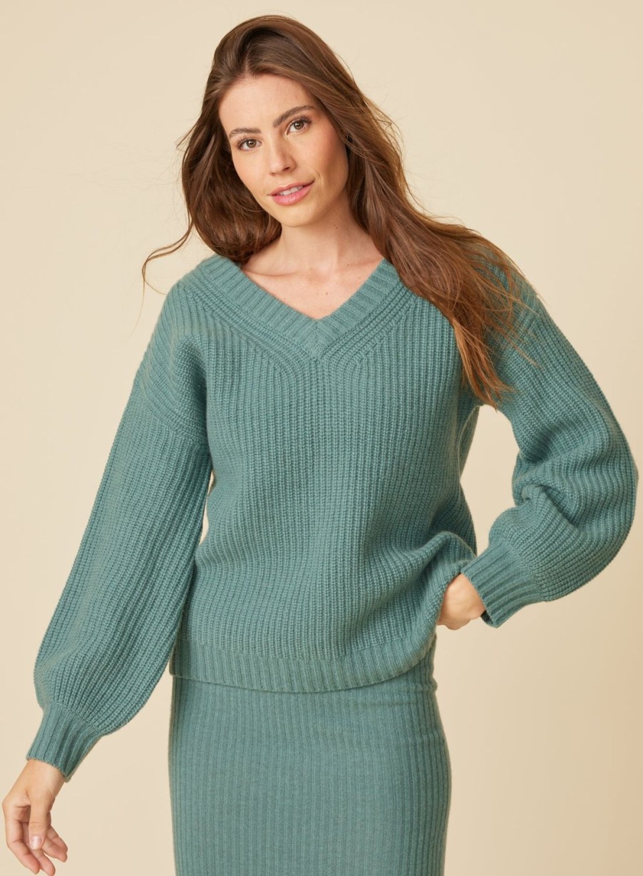 One Grey Day Sawyer Ribbed Pullover - Eucalyptus | Pullovers