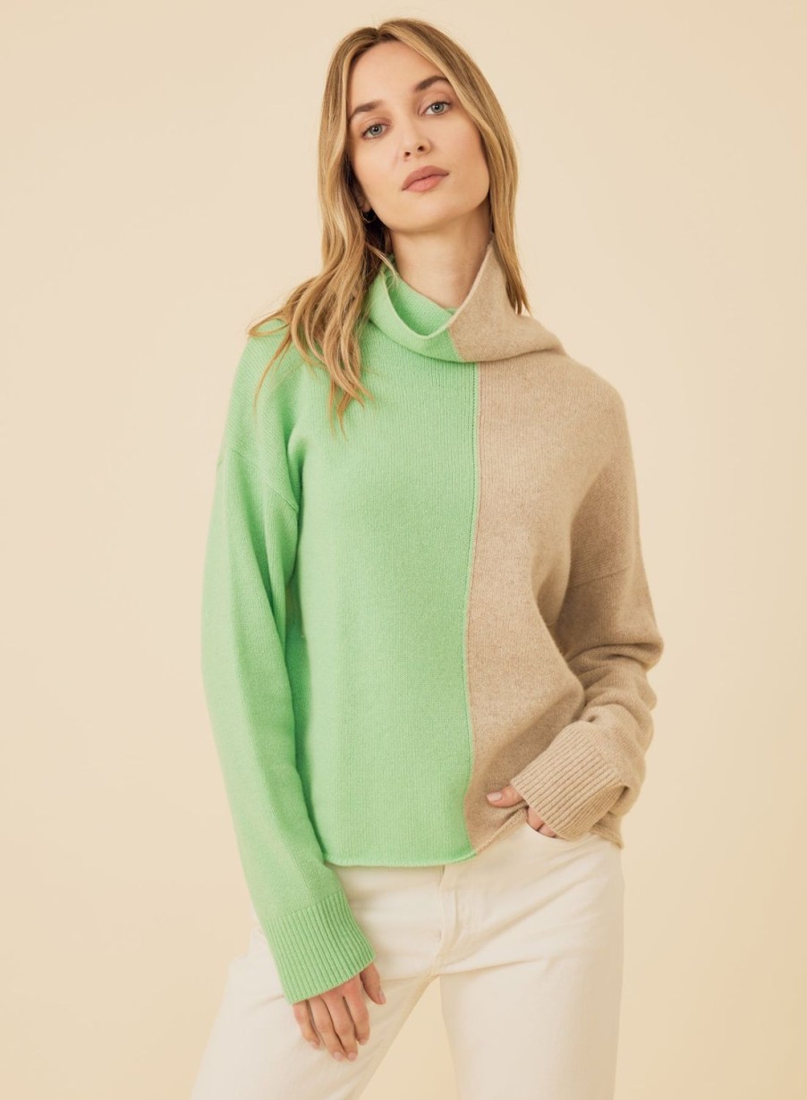 One Grey Day Terra Cashmere Pullover - Mantis Combo | Pullovers