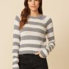 One Grey Day Blakely Cashmere Crewneck - Storm Stripe | Pullovers