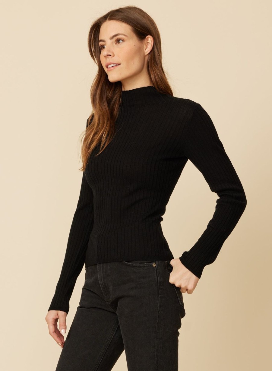 One Grey Day Carter Merino Mockneck - Black | Pullovers