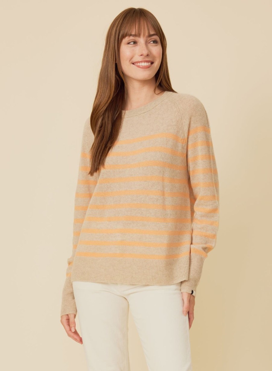 One Grey Day Sloane Cashmere Pullover - Oatmeal Combo | Cardigans/Dusters