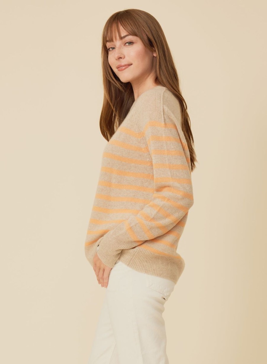 One Grey Day Sloane Cashmere Pullover - Oatmeal Combo | Cardigans/Dusters