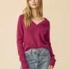 One Grey Day Blakely Cashmere Vneck - Mulberry | Pullovers