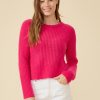 One Grey Day Blakely Rib Cashmere Pullover - Fuschia | Pullovers