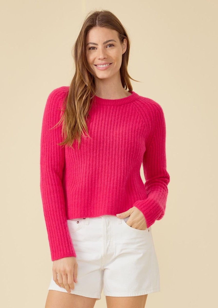 One Grey Day Blakely Rib Cashmere Pullover - Fuschia | Pullovers