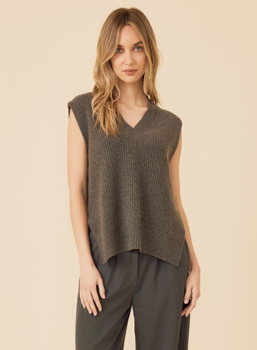 One Grey Day Alice Cashmere Vest - Rye | Tanks/Tops/Tees