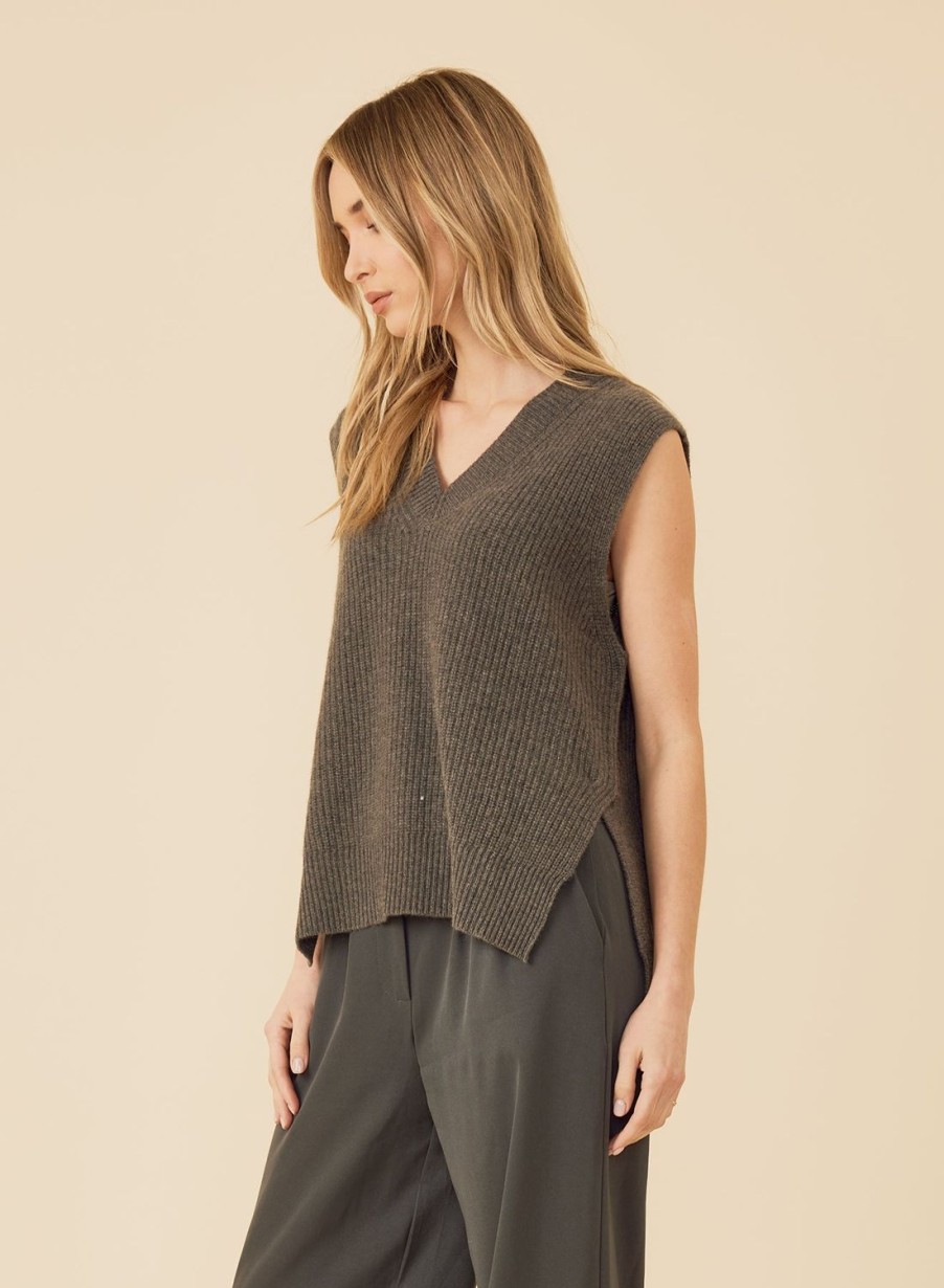 One Grey Day Alice Cashmere Vest - Rye | Tanks/Tops/Tees