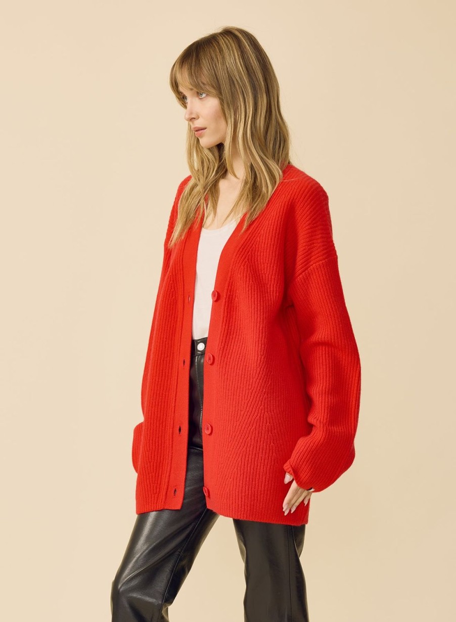 One Grey Day Pacific Cashmere Cardigan - Scarlet | Cardigans/Dusters