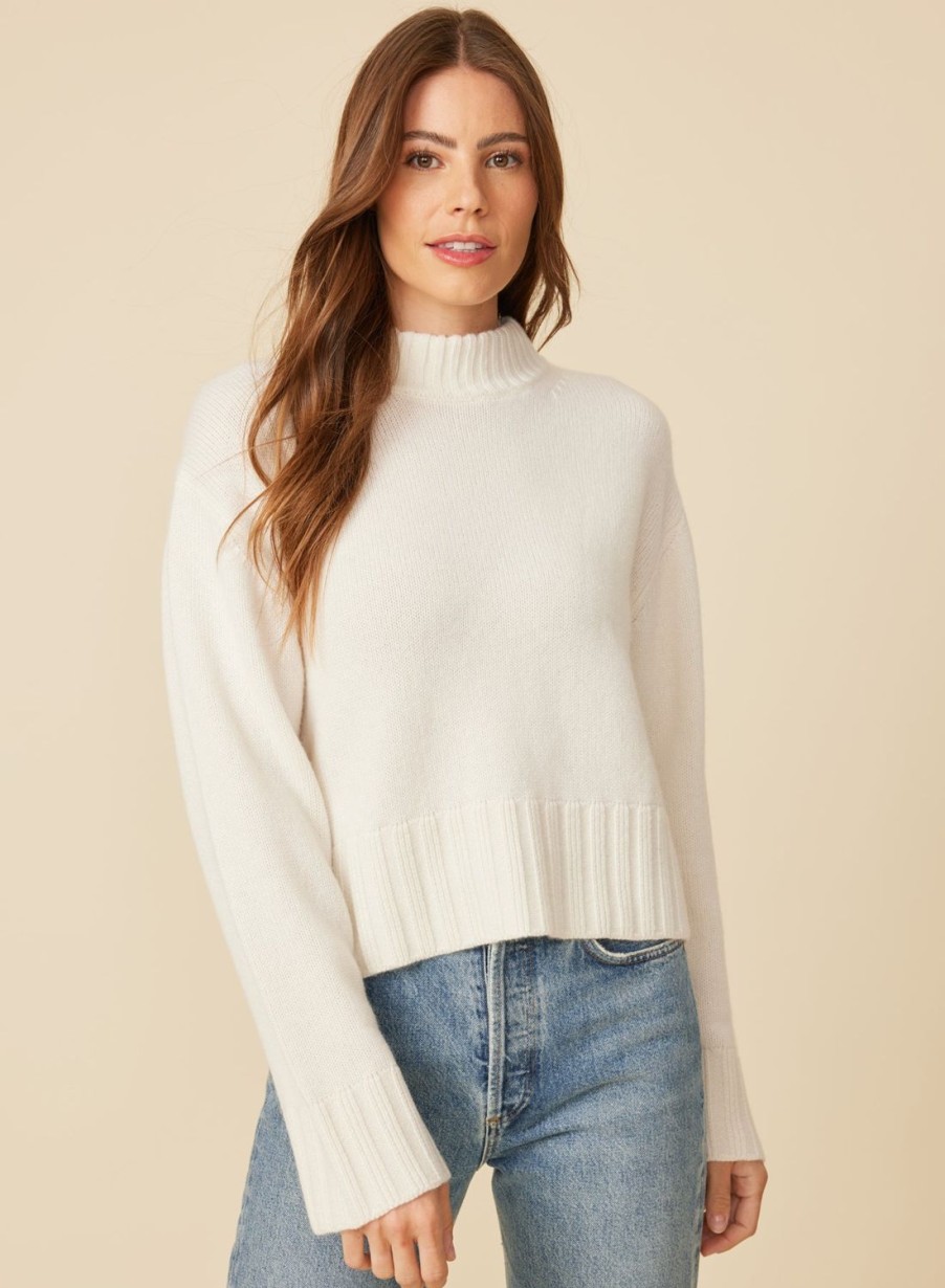 One Grey Day Adelaida Cashmere Pullover - Snow | Pullovers