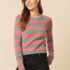 One Grey Day Blakely Cashmere Crewneck - Rosewood Stripe | Pullovers