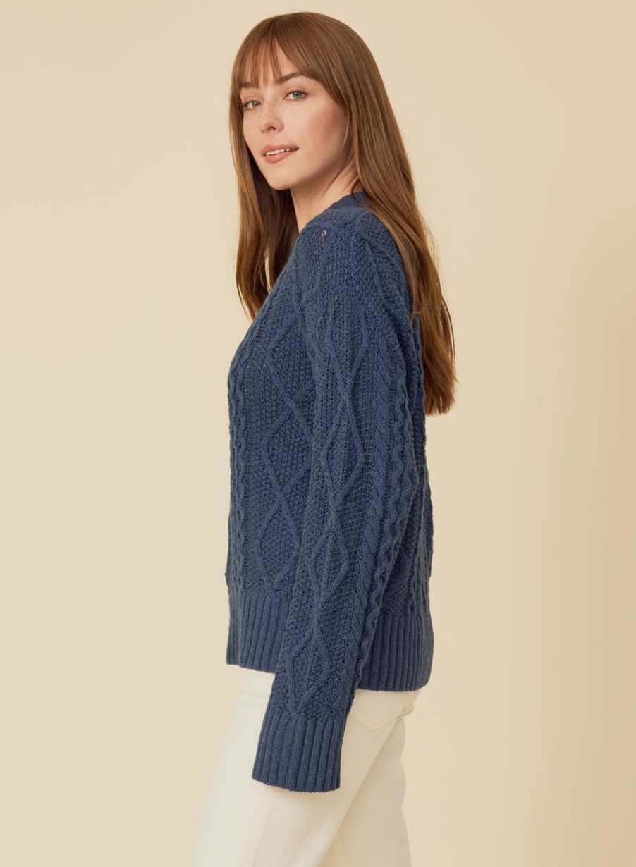 One Grey Day Angwin Cable Pullover - Navy | Pullovers