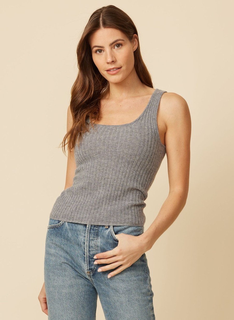 One Grey Day Carmel Cashmere Tank - Storm | Tanks/Tops/Tees