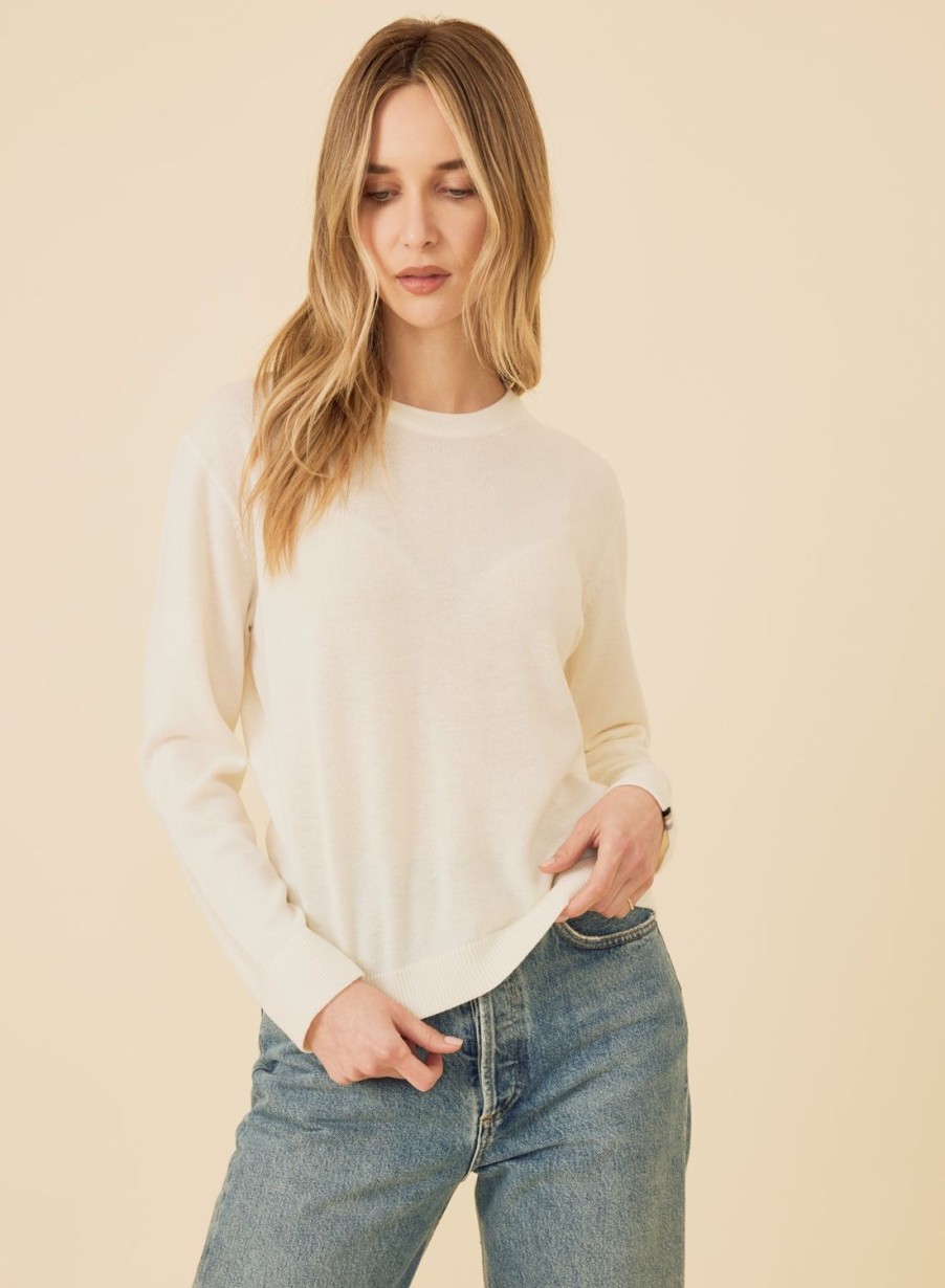 One Grey Day Laguna Merino Crewneck - Ivory | Tanks/Tops/Tees