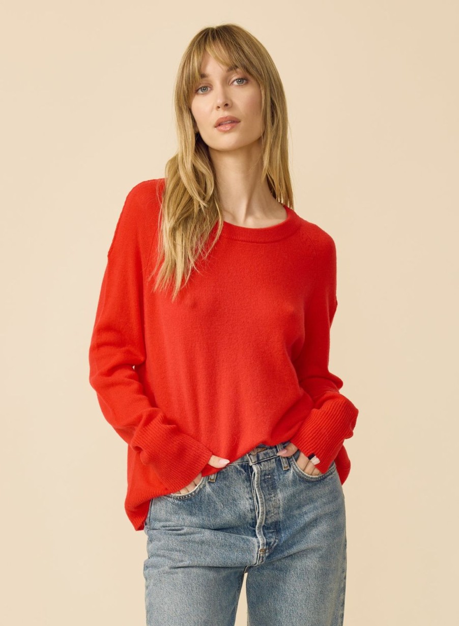 One Grey Day Sloane Cashmere Pullover - Scarlet | Pullovers