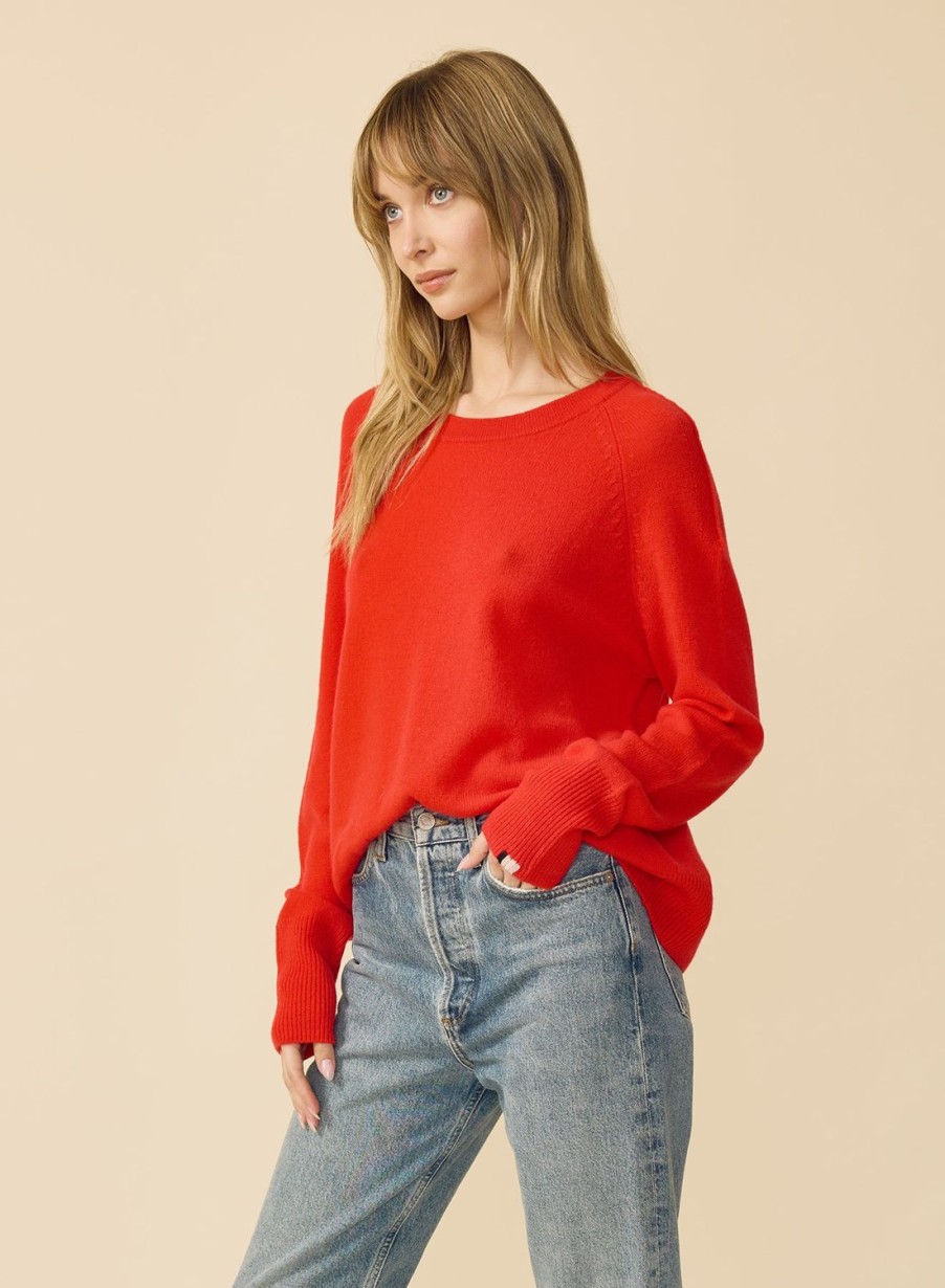 One Grey Day Sloane Cashmere Pullover - Scarlet | Pullovers