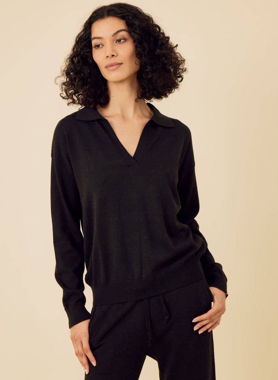 One Grey Day Bianca Polo - Black | Pullovers