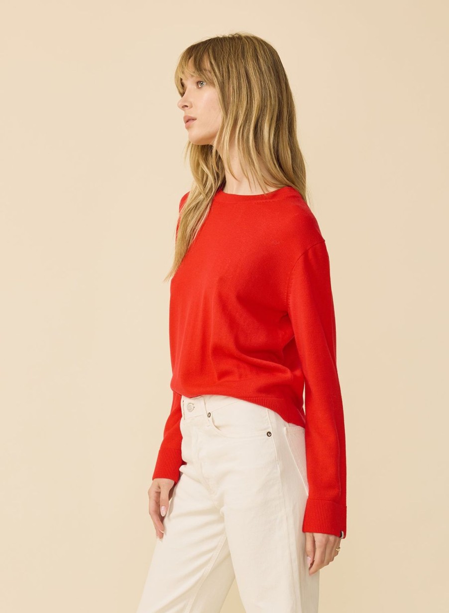 One Grey Day Laguna Merino Crewneck - Scarlet | Pullovers