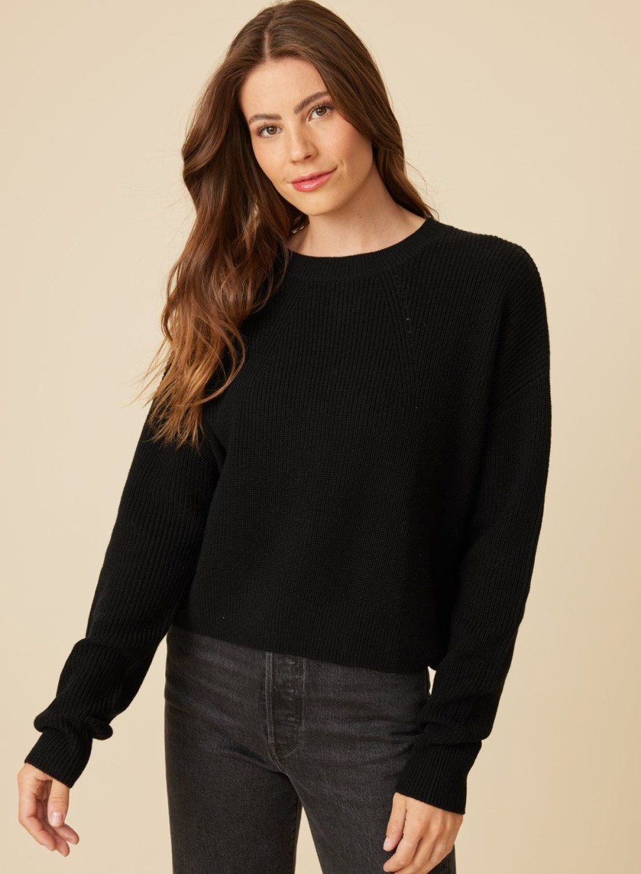 One Grey Day Aiden Merino Pullover - Black | Pullovers