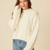 One Grey Day Laurel Cable Pullover - Snow | Pullovers