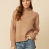 One Grey Day Marin Cashmere Turtleneck - Camel | Pullovers