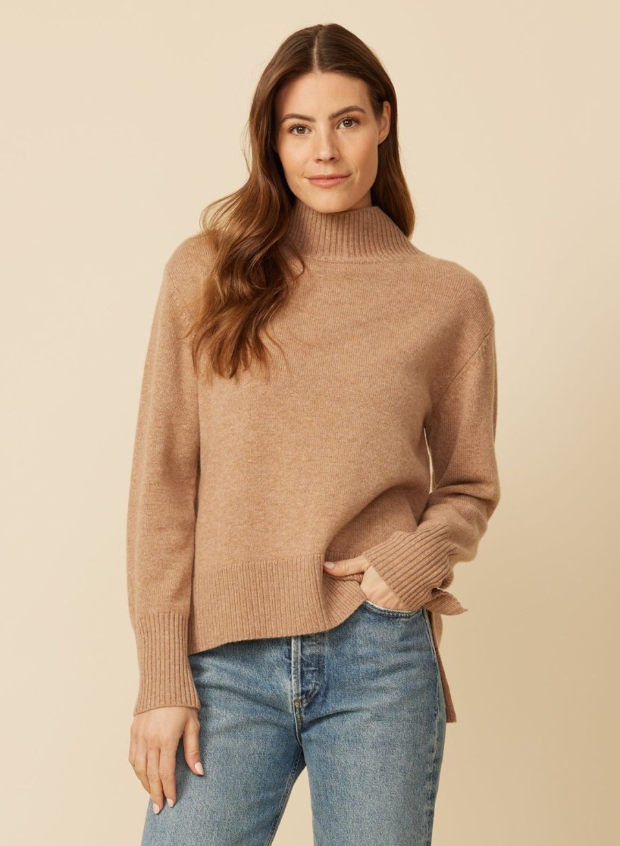 One Grey Day Marin Cashmere Turtleneck - Camel | Pullovers