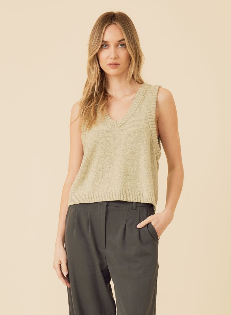 One Grey Day Arpi Vest - Sage | Tanks/Tops/Tees