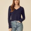 One Grey Day Blakely Cashmere Vneck - Navy | Pullovers