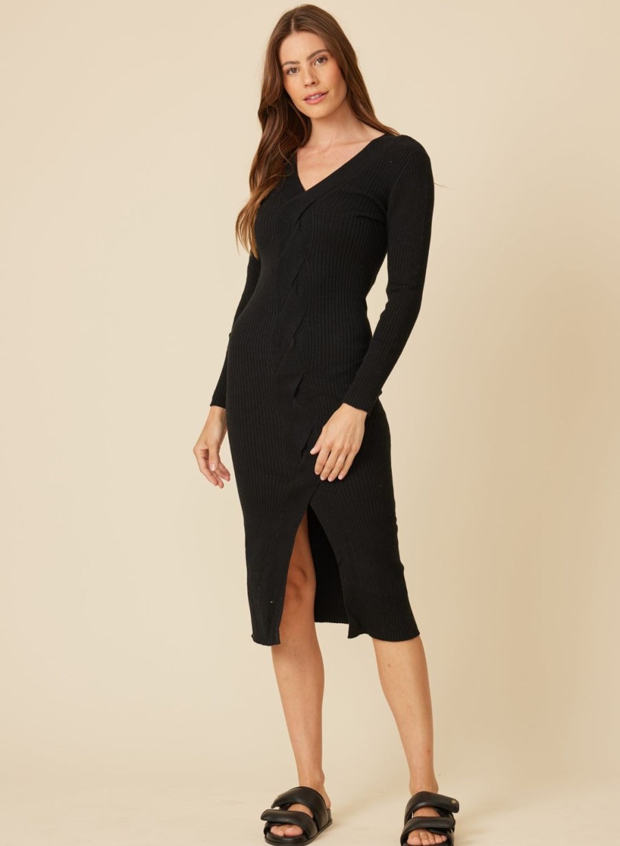 One Grey Day Isla Midi Dress - Black | Dresses