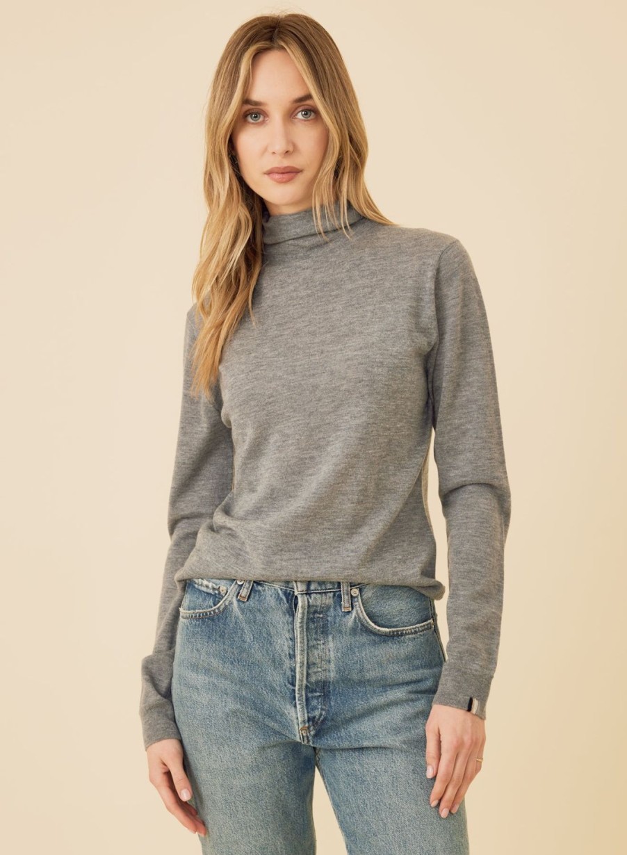 One Grey Day Laguna Merino Turtleneck - Slate | Tanks/Tops/Tees