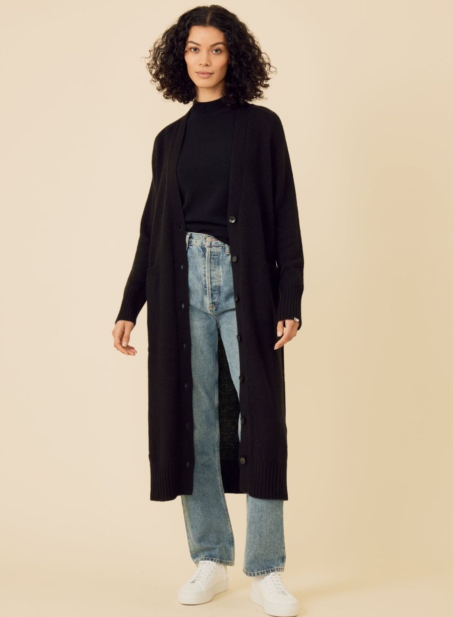 One Grey Day Morgan Cashmere Duster - Black | Cardigans/Dusters