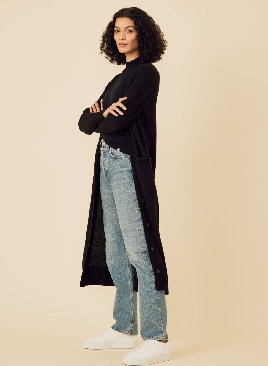 One Grey Day Morgan Cashmere Duster - Black | Cardigans/Dusters